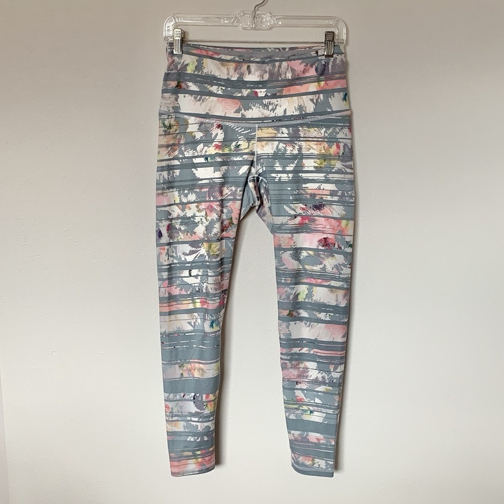 prAna Women's 7/8 Leggings Abstract Striped Athleisure Workout Yoga Pants Medium